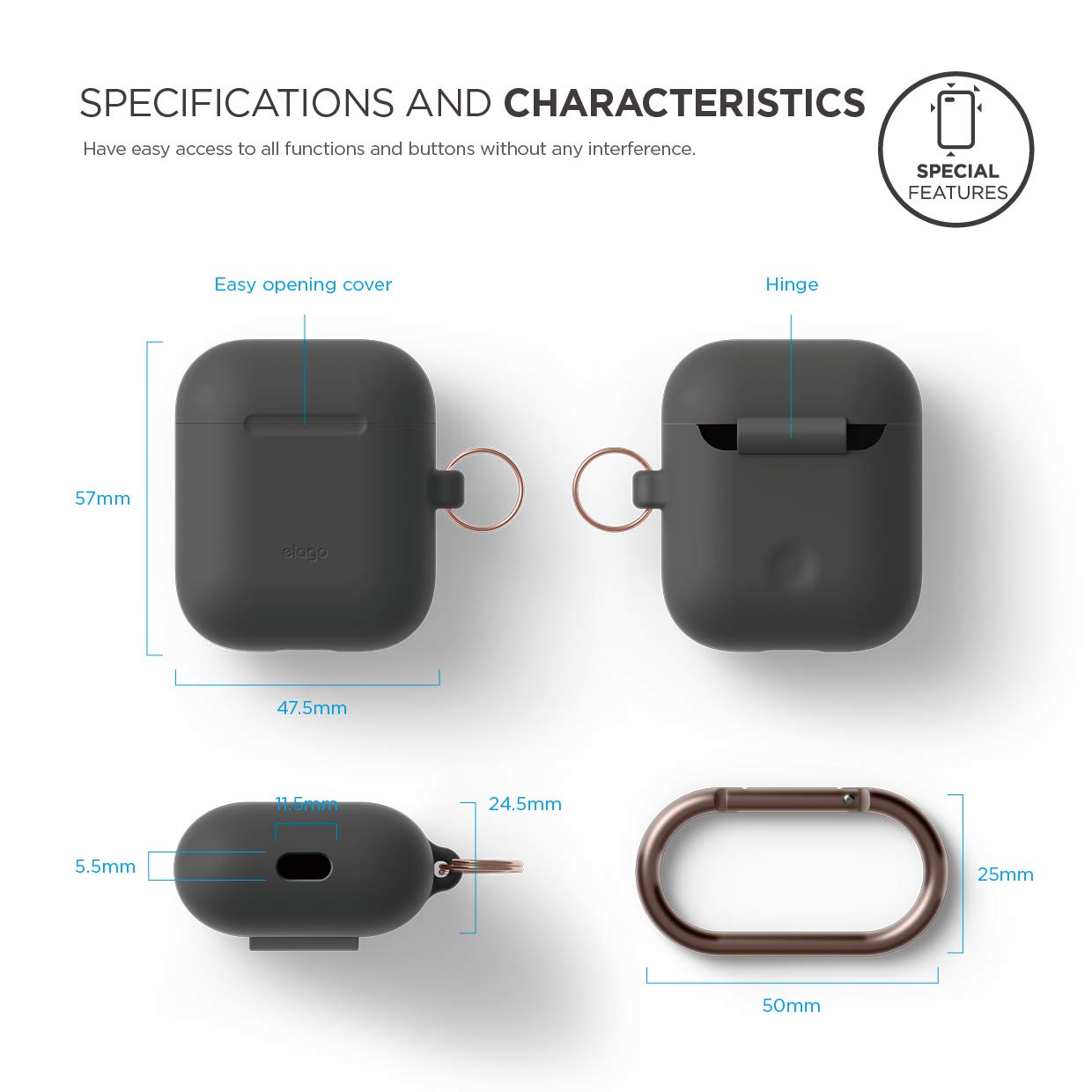 Amazon | elago AirPods 対応 ケース カラビナ 付 シリコン 製 カバー